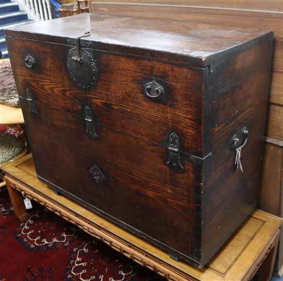 A Korean pine chest W.103cm